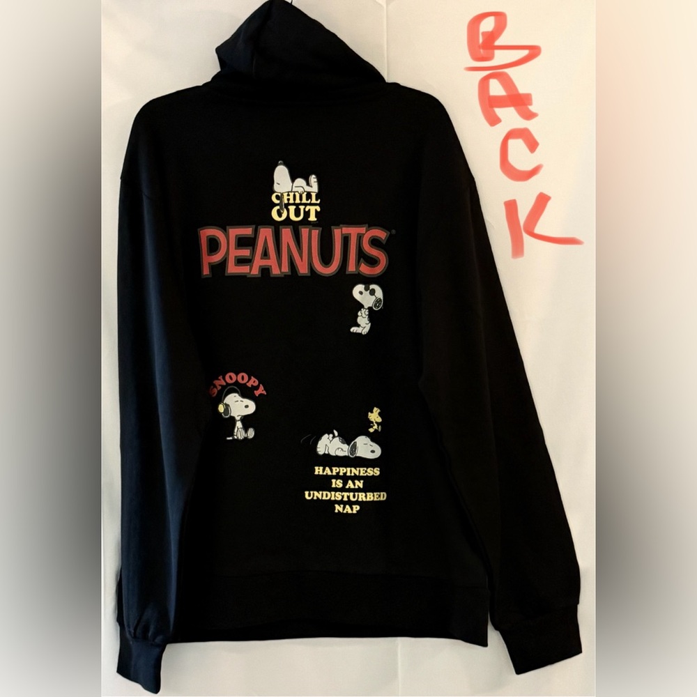 Peanuts Black Hoodie with Cartoon Graphics - Picture 2 of 3